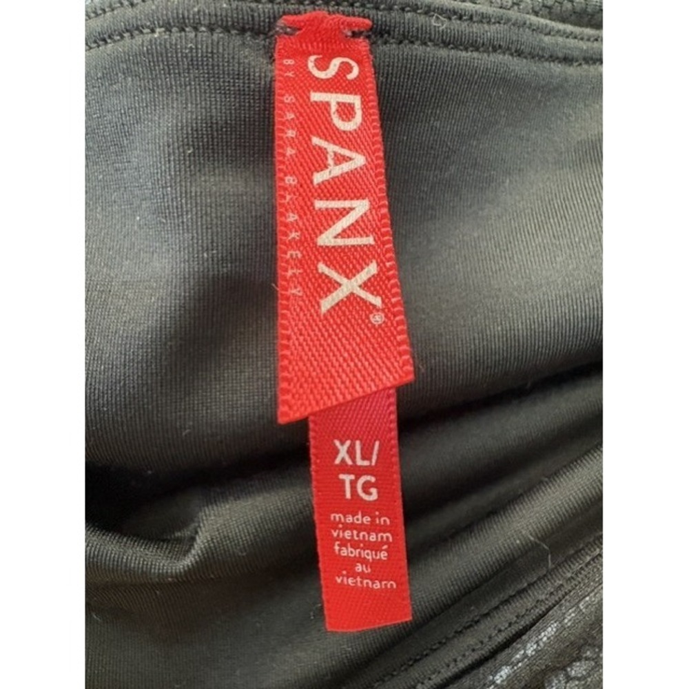 Spanx Faux Leather Leggings Metallic Black Textured Snakeskin High Waisted XL - Picture 3 of 4